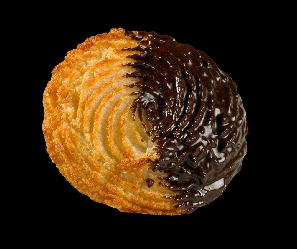 NYC Jumbo Macaroon Half Dipped in Chocolate 4 Oz each 6 count